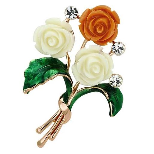 Picture of LO2790 - White Metal Brooches Flash Rose Gold Women Synthetic Multi Color