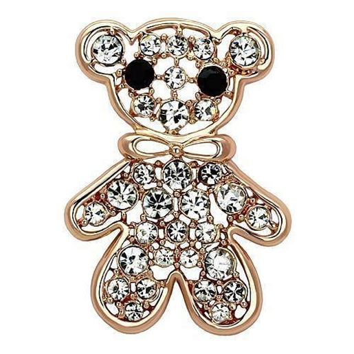 Picture of LO2792 - White Metal Brooches Flash Rose Gold Women Top Grade Crystal Clear