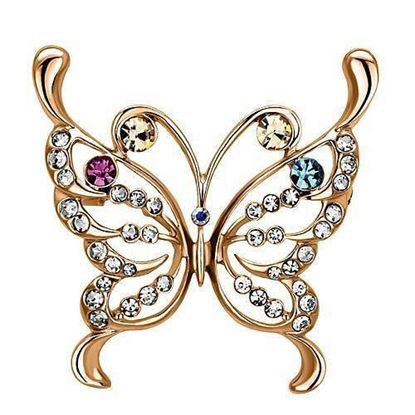 Picture of LO2794 - White Metal Brooches Flash Rose Gold Women Top Grade Crystal Multi Color