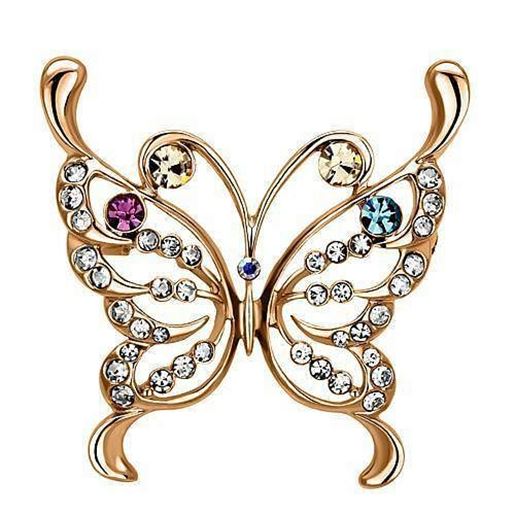 Picture of LO2794 - White Metal Brooches Flash Rose Gold Women Top Grade Crystal Multi Color