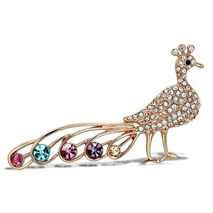 Picture of LO2798 - White Metal Brooches Flash Rose Gold Women Top Grade Crystal Multi Color