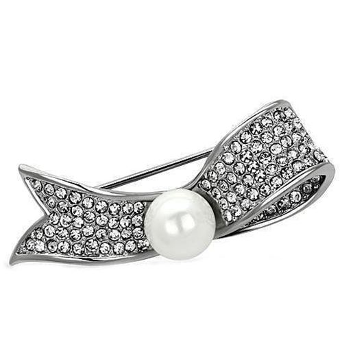 Picture of LO2799 - White Metal Brooches Imitation Rhodium Women Synthetic White