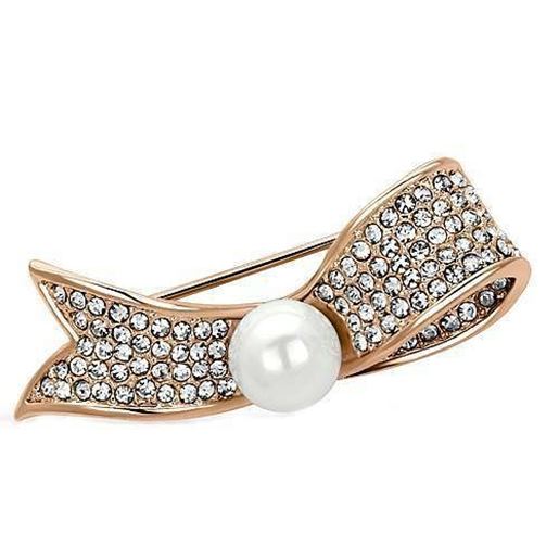 Picture of LO2800 - White Metal Brooches Flash Rose Gold Women Synthetic White