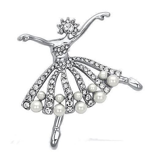 Picture of LO2801 - White Metal Brooches Imitation Rhodium Women Synthetic White