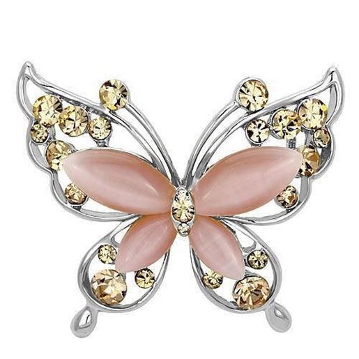 Picture of LO2805 - White Metal Brooches Imitation Rhodium Women Synthetic Light Rose