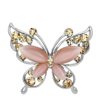 Picture of LO2806 - White Metal Brooches Flash Rose Gold Women Synthetic Light Rose