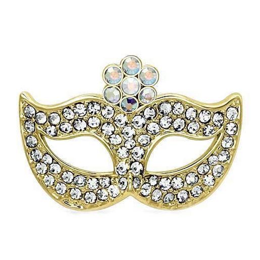 Picture of LO2808 - White Metal Brooches Flash Gold Women Top Grade Crystal Aurora Borealis (Rainbow Effect)