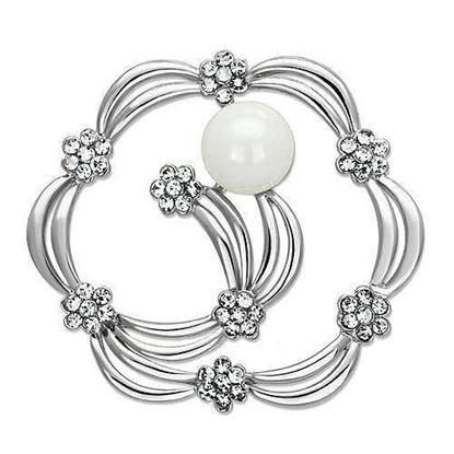 Picture of LO2809 - White Metal Brooches Imitation Rhodium Women Synthetic White