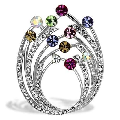 Picture of LO2811 - White Metal Brooches Imitation Rhodium Women Top Grade Crystal Multi Color