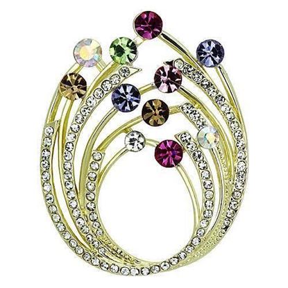 Picture of LO2812 - White Metal Brooches Flash Gold Women Top Grade Crystal Multi Color