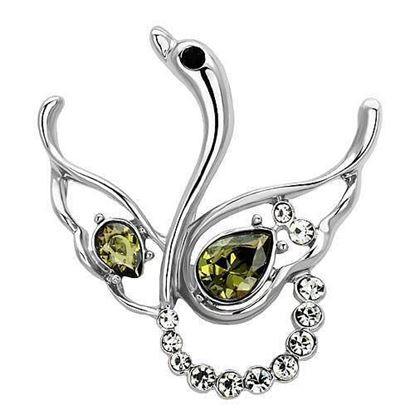 Picture of LO2815 - White Metal Brooches Imitation Rhodium Women Top Grade Crystal Olivine color