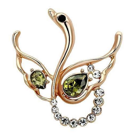 Picture of LO2816 - White Metal Brooches Flash Gold Women Top Grade Crystal Olivine color