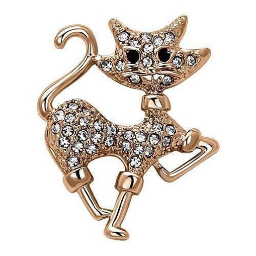 Picture of LO2820 - White Metal Brooches Flash Rose Gold Women Top Grade Crystal Clear