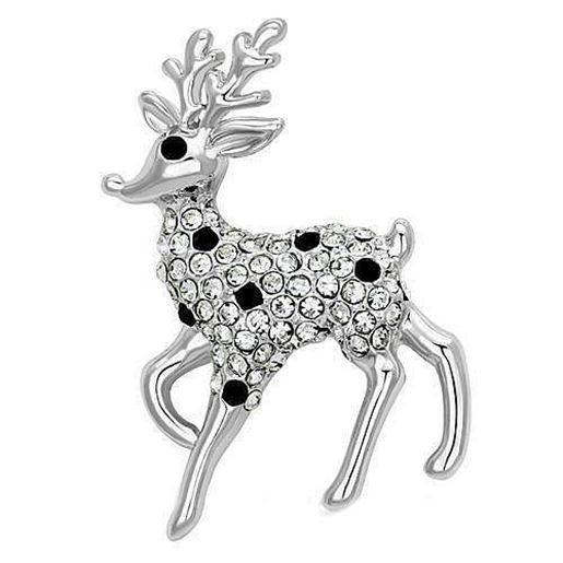 Picture of LO2821 - White Metal Brooches Imitation Rhodium Women Top Grade Crystal Jet