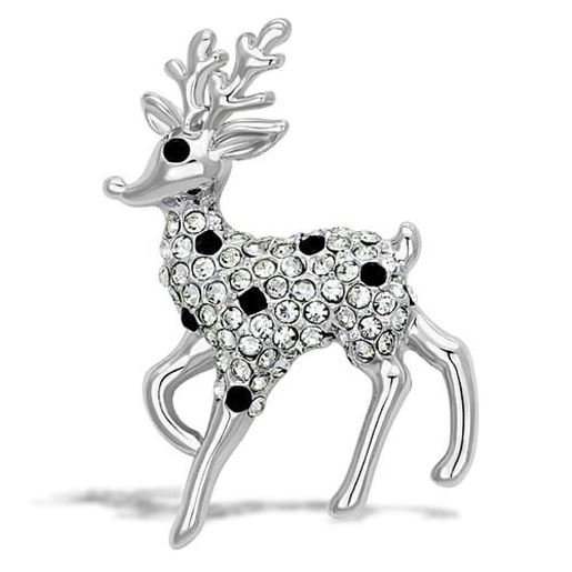 Picture of LO2822 - White Metal Brooches Flash Gold Women Top Grade Crystal Jet