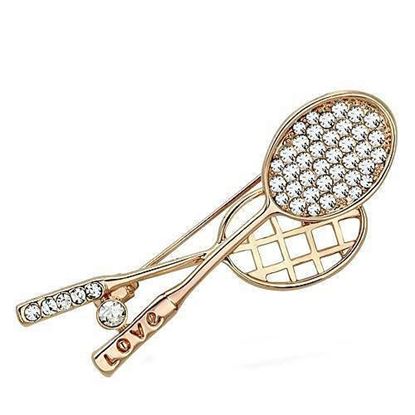 Picture of LO2828 - White Metal Brooches Flash Rose Gold Women Top Grade Crystal Clear