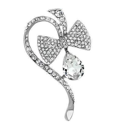 Picture of LO2831 - White Metal Brooches Imitation Rhodium Women Synthetic Clear