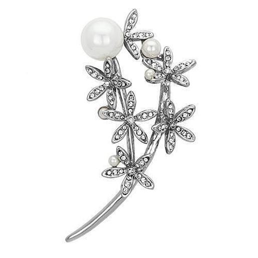 Picture of LO2833 - White Metal Brooches Imitation Rhodium Women Synthetic White