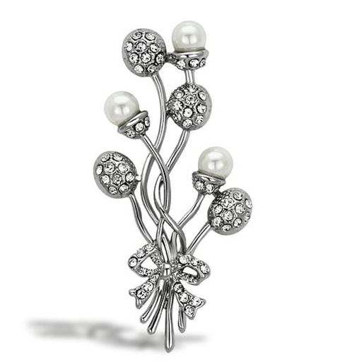 Picture of LO2835 - White Metal Brooches Imitation Rhodium Women Synthetic White