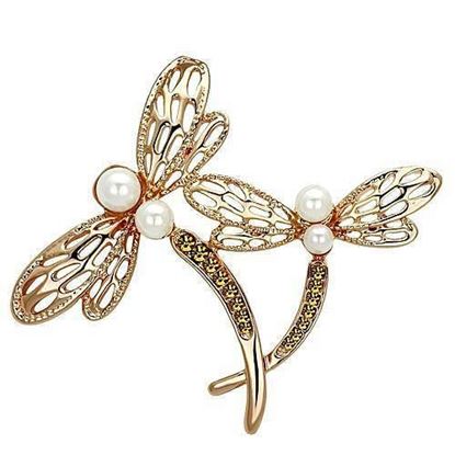 Picture of LO2837 - White Metal Brooches Flash Rose Gold Women Synthetic White