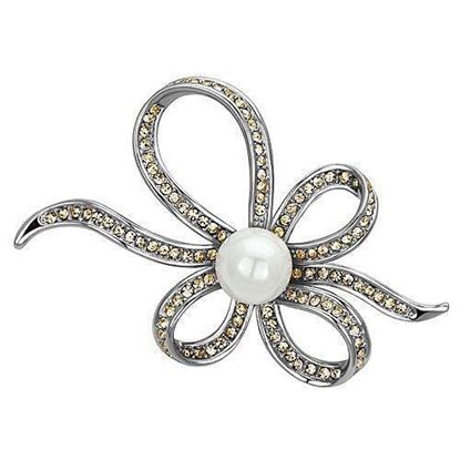 Picture of LO2840 - White Metal Brooches Imitation Rhodium Women Synthetic White