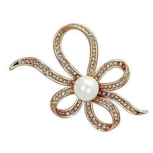 Picture of LO2841 - White Metal Brooches Flash Rose Gold Women Synthetic White