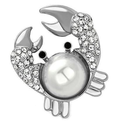 Picture of LO2842 - White Metal Brooches Imitation Rhodium Women Synthetic White