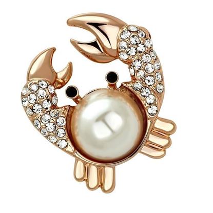 Picture of LO2843 - White Metal Brooches Flash Rose Gold Women Synthetic White