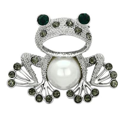 Picture of LO2844 - White Metal Brooches Imitation Rhodium Women Synthetic White