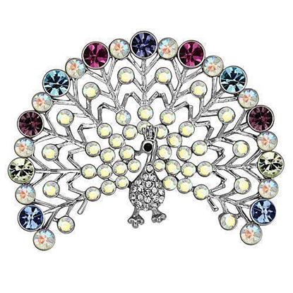 Picture of LO2848 - White Metal Brooches Imitation Rhodium Women Top Grade Crystal Multi Color