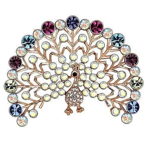 Picture of LO2849 - White Metal Brooches Flash Rose Gold Women Top Grade Crystal Multi Color