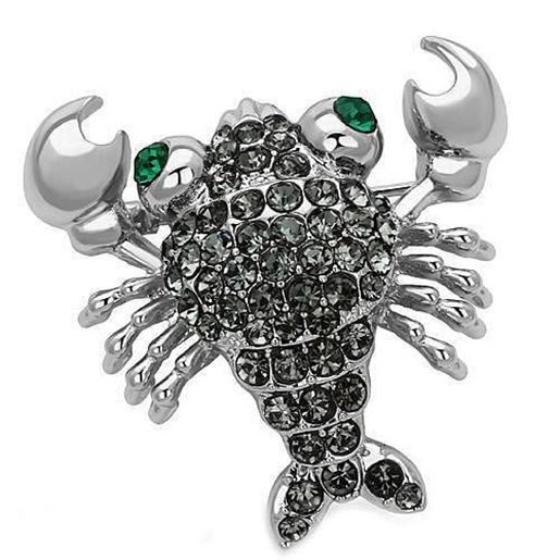 Picture of LO2850 - White Metal Brooches Imitation Rhodium Women Top Grade Crystal Emerald