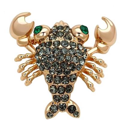 Picture of LO2851 - White Metal Brooches Flash Rose Gold Women Top Grade Crystal Emerald