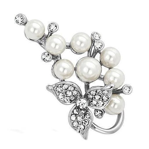 Picture of LO2852 - White Metal Brooches Imitation Rhodium Women Synthetic White