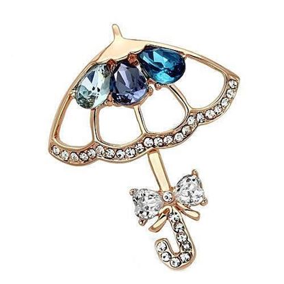 Picture of LO2855 - White Metal Brooches Flash Rose Gold Women Synthetic Multi Color