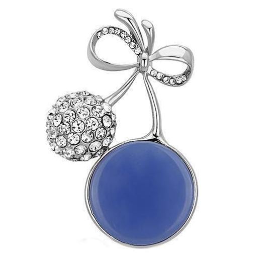 Picture of LO2856 - White Metal Brooches Imitation Rhodium Women Synthetic Capri Blue