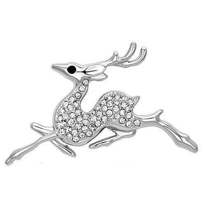 Picture of LO2858 - White Metal Brooches Imitation Rhodium Women Top Grade Crystal Clear