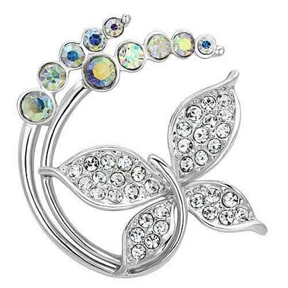 Picture of LO2860 - White Metal Brooches Imitation Rhodium Women Top Grade Crystal Aurora Borealis (Rainbow Effect)