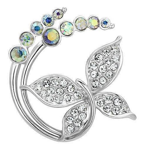 Picture of LO2860 - White Metal Brooches Imitation Rhodium Women Top Grade Crystal Aurora Borealis (Rainbow Effect)