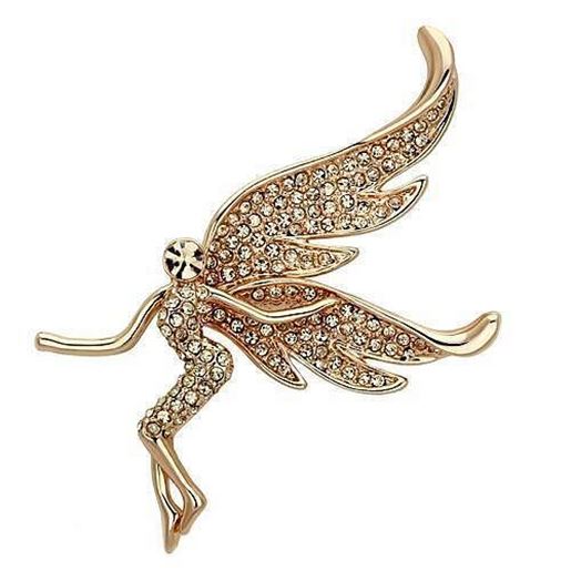 Picture of LO2863 - White Metal Brooches Flash Rose Gold Women Top Grade Crystal Champagne