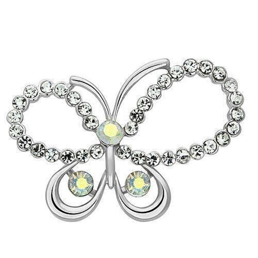 Picture of LO2864 - White Metal Brooches Imitation Rhodium Women Top Grade Crystal Aurora Borealis (Rainbow Effect)