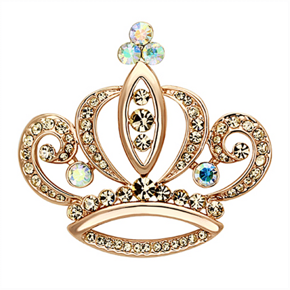 Picture of LO2871 - White Metal Brooches Flash Rose Gold Women Top Grade Crystal Multi Color