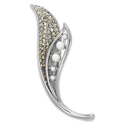 Picture of LO2876 - White Metal Brooches Imitation Rhodium Women Synthetic White