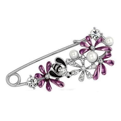 Picture of LO2878 - White Metal Brooches Imitation Rhodium Women Synthetic White