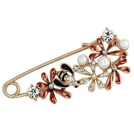 Picture of LO2879 - White Metal Brooches Flash Rose Gold Women Synthetic White