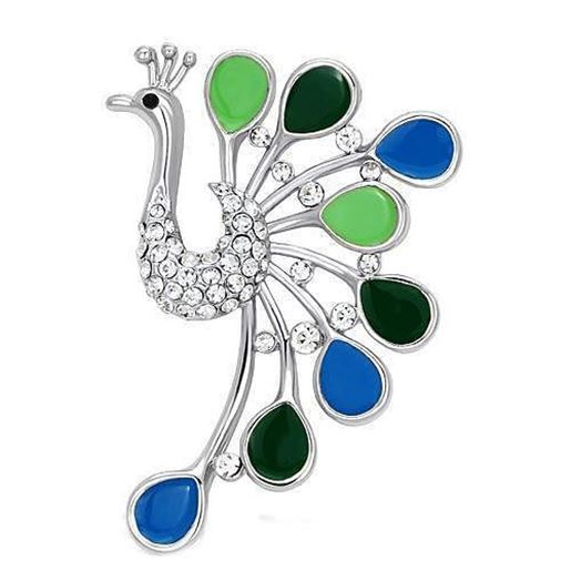 Picture of LO2880 - White Metal Brooches Imitation Rhodium Women Top Grade Crystal Clear