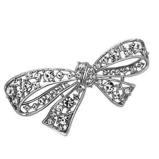 Picture of LO2882 - White Metal Brooches Imitation Rhodium Women Top Grade Crystal Clear