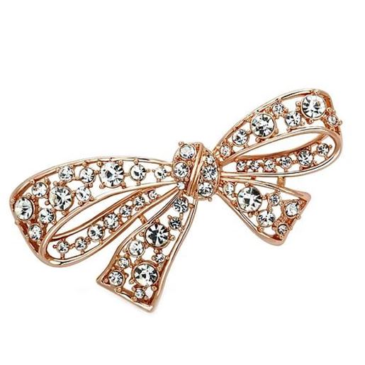 Picture of LO2883 - White Metal Brooches Flash Rose Gold Women Top Grade Crystal Clear