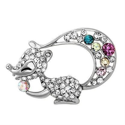 Picture of LO2888 - White Metal Brooches Imitation Rhodium Women Top Grade Crystal Multi Color