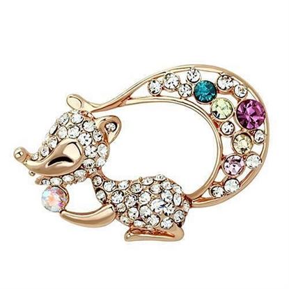 Picture of LO2889 - White Metal Brooches Flash Rose Gold Women Top Grade Crystal Multi Color